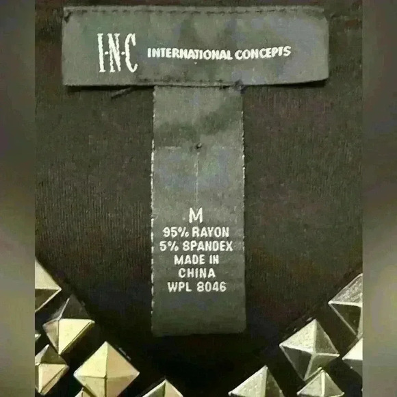 INC Black Studded V-Neck Spaghetti Strap Dress - Picture 6 of 7